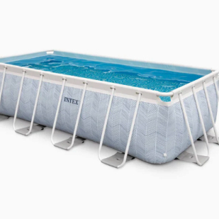 Piscina Estructural Rectangular INTEX Prism Frame Chevron 4x2x1 m, 6.836L, com Bomba y Escalera
