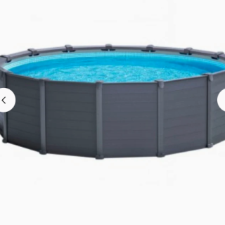Piscina Estructural INTEX Graphite Grey Panel 478 x 124 cm, 16.805L, con Bomba de Arena, Escalera, Cobertor y Tapiz