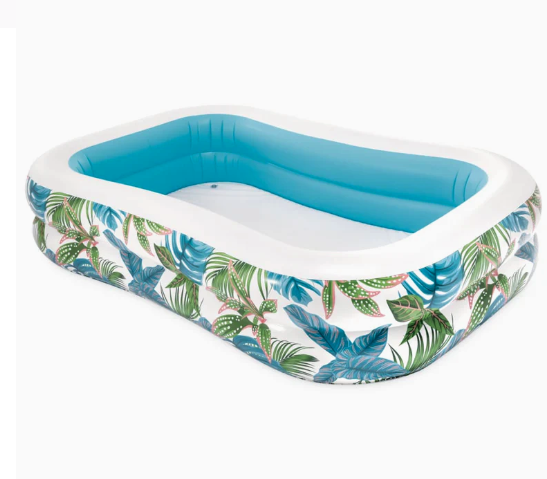 Piscina Inflable Tropical con Estampado de Hojas y Tapón de Desagüe 229 x152 cm, 600L