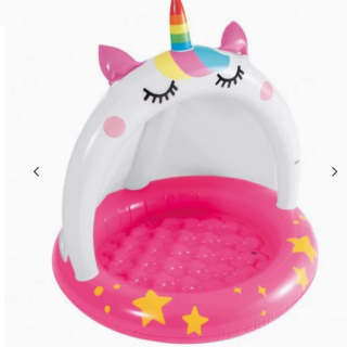 Piscina Infantil INTEX Gato Unicornio con Parasol para Niños 1- 3 Años